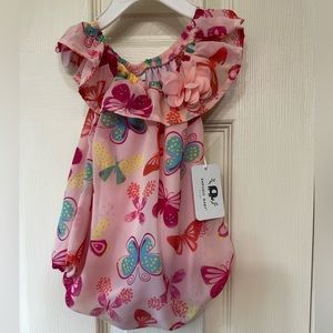 Baby girl butterfly print flowing onesie